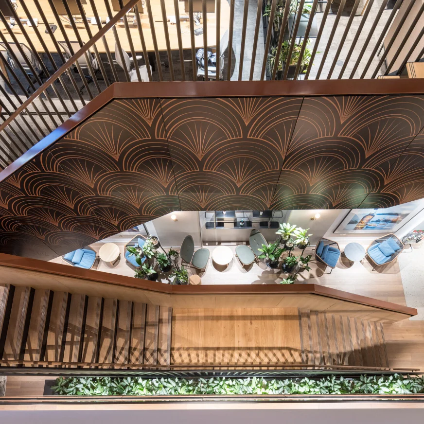 Timber-lined interior at 16 Great Marlborough Street