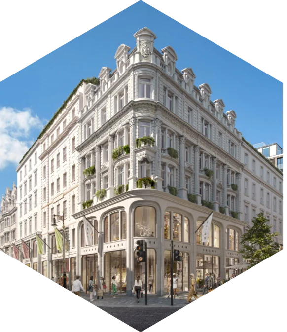 Ornate corner building on a London street