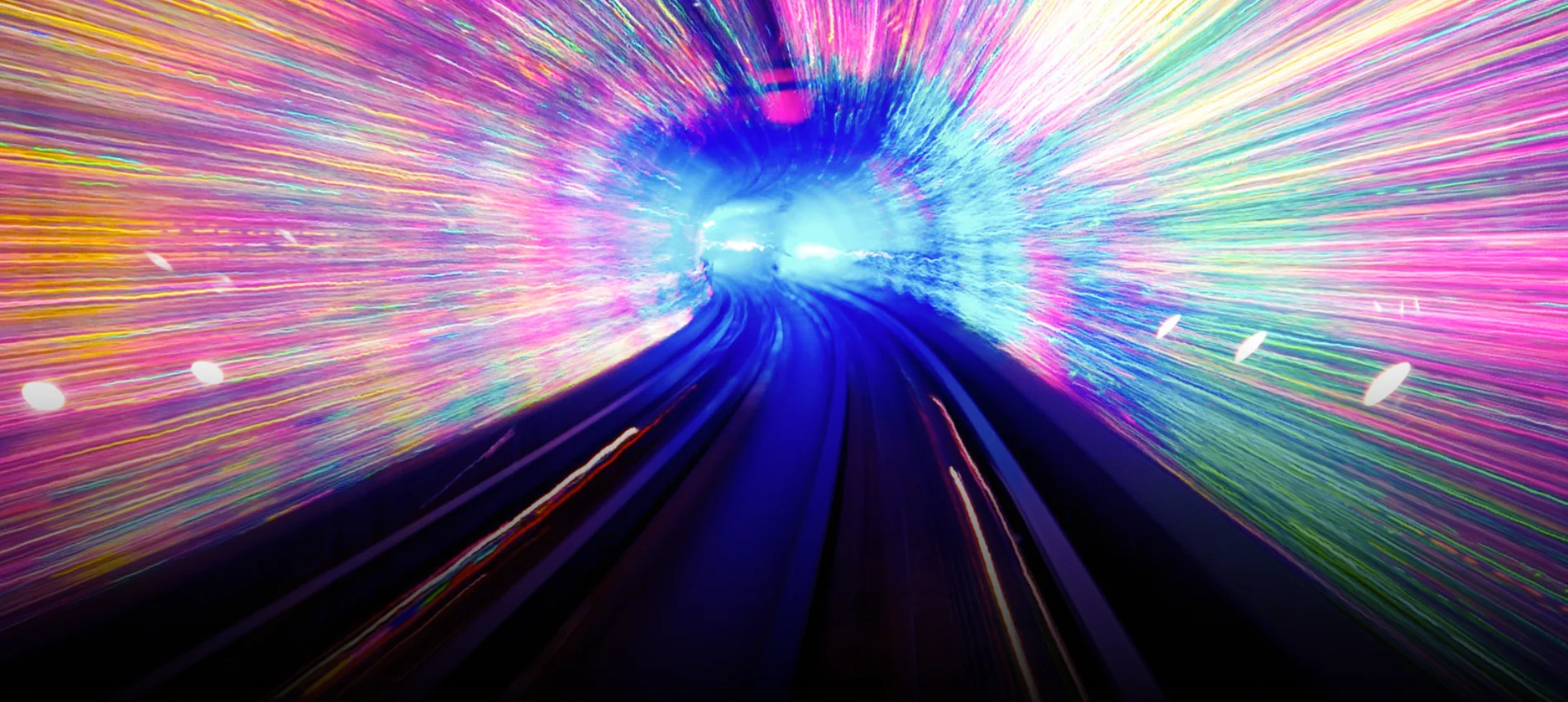 Light trails through a tunnel representing the Lazari IT superhighway