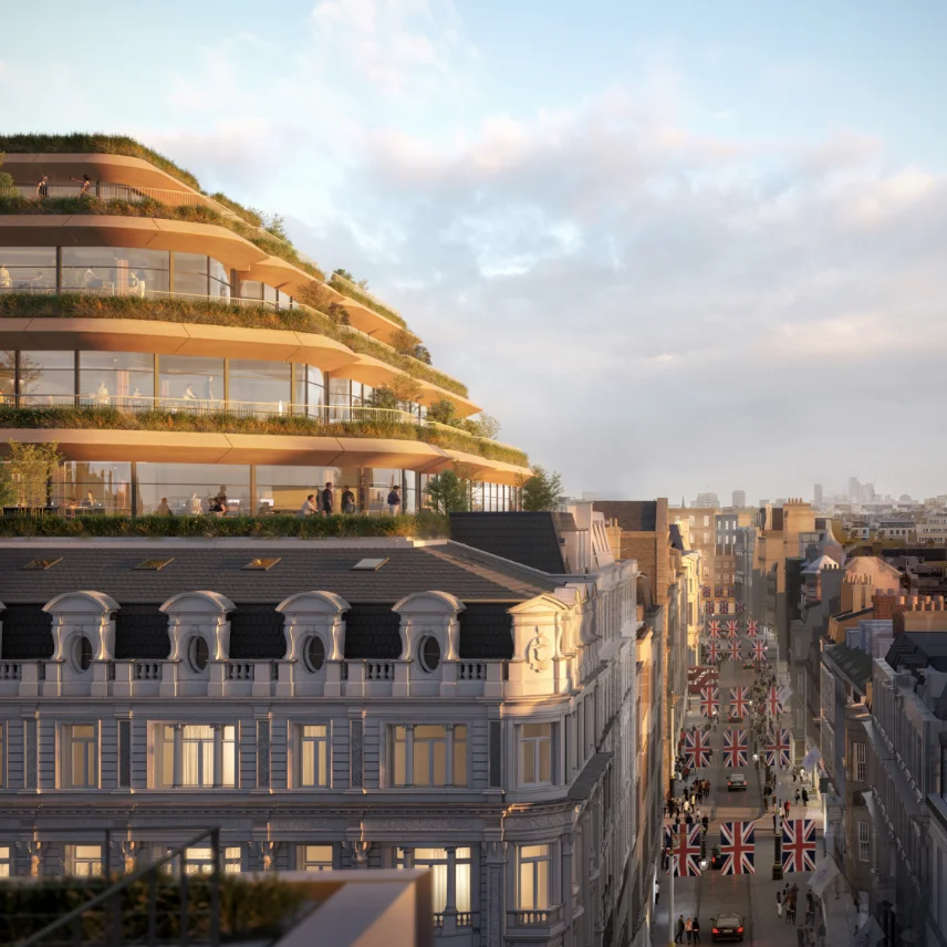 View along a London street from a Lazari building terrace