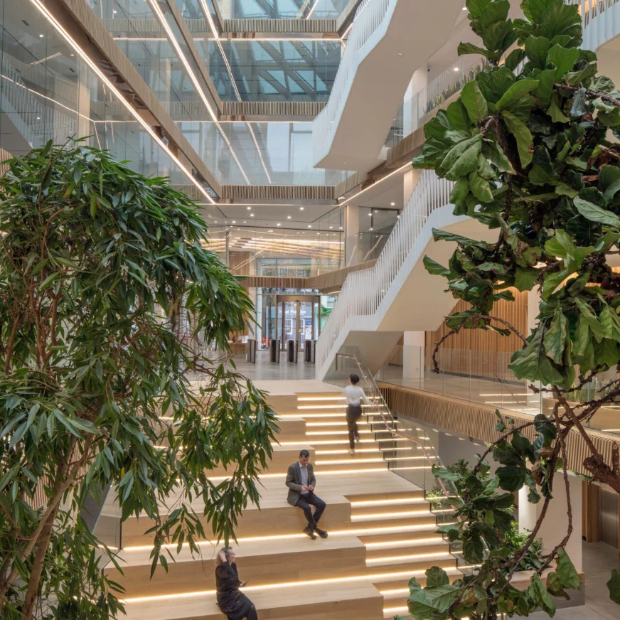 Atrium with planting and stairs at The Lantern
