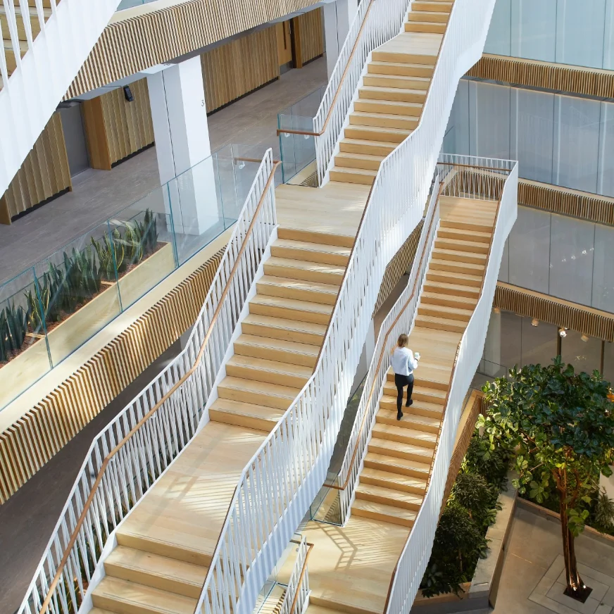 Staircase in the atrium at The Lantern